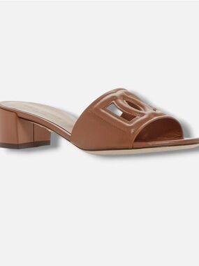 Women’s Brown Leather Slide Mules with Low Block Heel